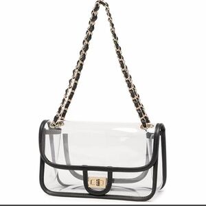 Chic Transparent Shoulder Bag with Black Trim